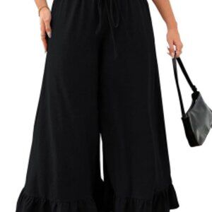 LANREMON Women's Wide Leg Black Pants, 3XL